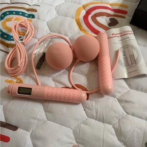 Digital Skip Rope with Weighted Balls - Pink